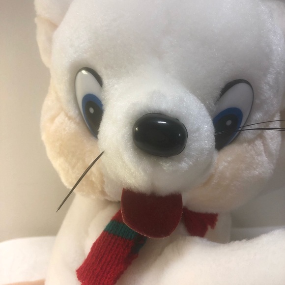 Cute White And Peach Plush Mouse With Scarf 12” Whimsy - Picture 2 of 10